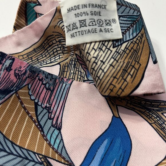 Hermes Silk Tree Of Song Twilly Rose Pale Turquoise with Box - Picture 2 of 15
